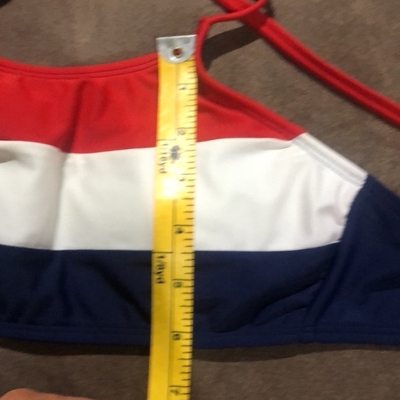 F21 navy blue bikini bottoms with white stars and red white and blue bikini top - Picture 7 of 7